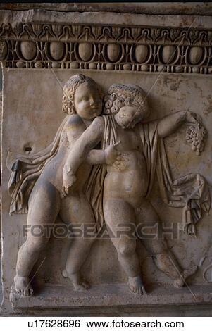 Stock Photograph - cherubs, bas, two, detail, relief, stone. Fotosearch