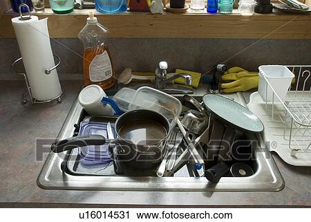 Stock Image - chore, detergent, clean, counter, brush. Fotosearch