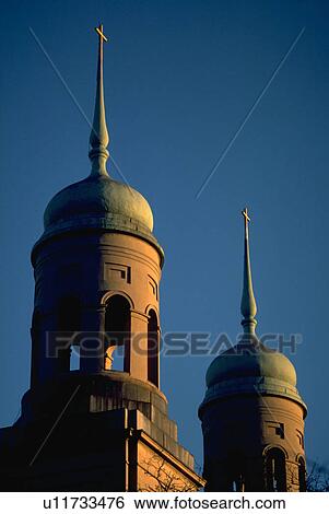 Stock Photograph - christian, basilica, maryland, baltimore, assumption, steeple. Fotosearch