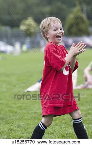 Stock Image - clapping, soccer, six, age, player, happy. Fotosearch