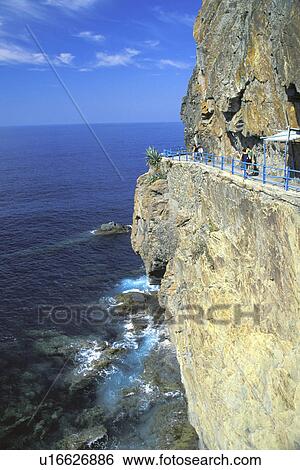 Stock Photograph - cliff, coastline, beautiful, amore, europe, hiking. Fotosearch