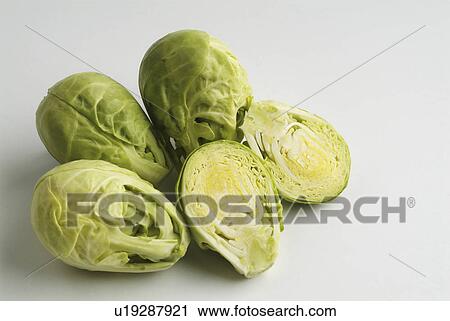 Stock Image - closeup, cabbage, brussel, background, isolate, brussels. Fotosearch