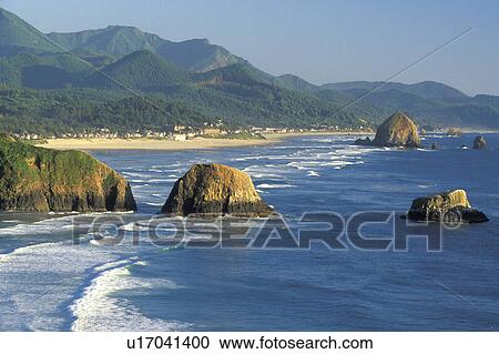 Stock Image - coastline, wave, oregon, ecola, resort, clatsop. Fotosearch