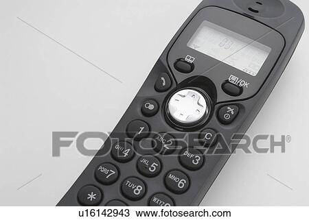 Stock Image - cordless, accessory, background, white, telephone. Fotosearch