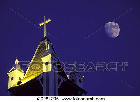 coupeville, steeple, moon, full, night, church View Large Photo Image Stock Photograph - coupeville, steeple, moon, full, night, church. Fotosearch