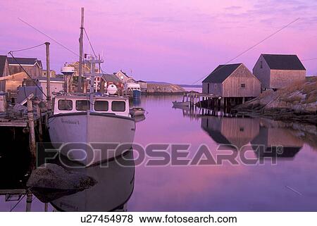 Stock Photo - cove, canada, canadian, shacks, village, boating. Fotosearch