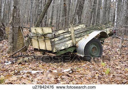 Stock Photograph - cumberland, useful, woods, parked, trailer, old. Fotosearch