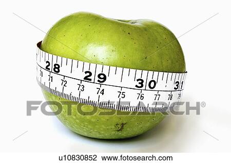 Stock Image - energy, measuring, bea, around, tape, apple. Fotosearch