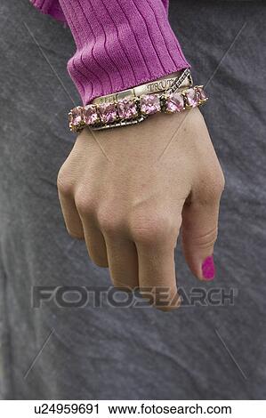 Stock Image - female, bling, woman, wrist, bracelet, lovely. Fotosearch