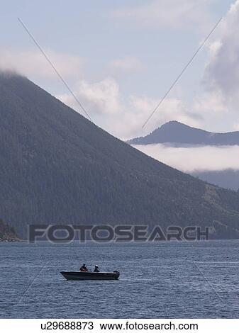 Stock Image - fishing, dramatic, front, boat, small. Fotosearch