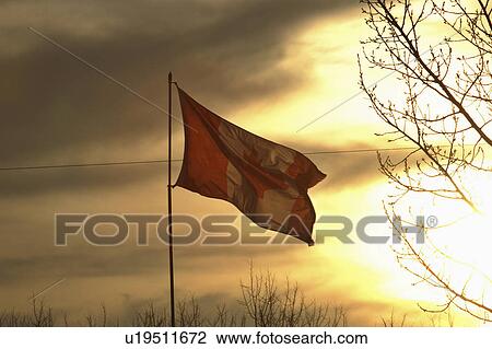 Stock Image - flag, colorful, sunset, canadian. Fotosearch