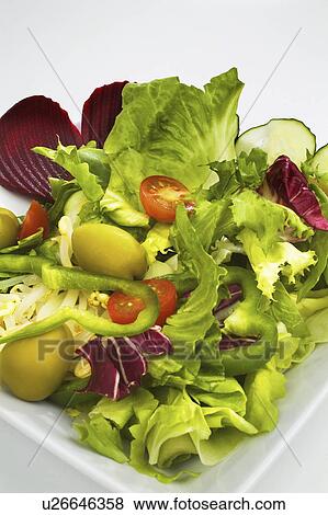 Stock Photo - fresh, salad, vegetarian, vegetables, cucumber, vegetable. Fotosearch
