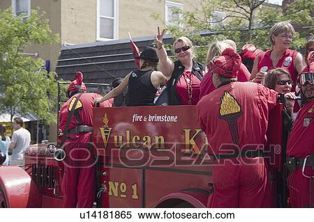 Stock Photography - grand, carnival, truck, fire, vulcans, winter. Fotosearch