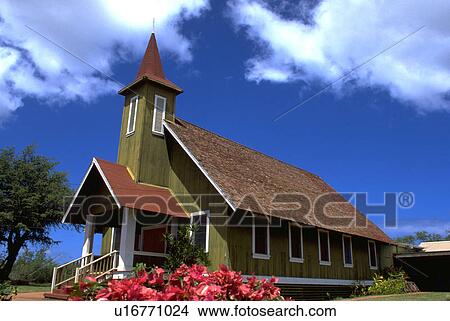 Picture - hawaii, pomaikai, molokai, island, church, jerusalem. Fotosearch