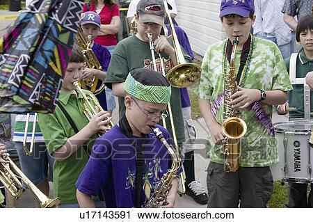 Stock Image - heart, band, instruments, musical, playing, youth. Fotosearch