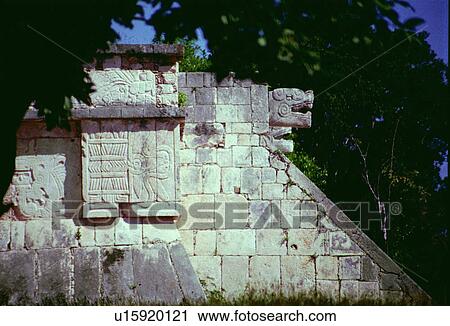 Stock Image - hispanic, jaguars, mexico, itza, chichen, platform. Fotosearch