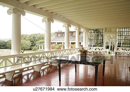 Picture - historic, augustus, national, house, saintgaudens, porch. Fotosearch