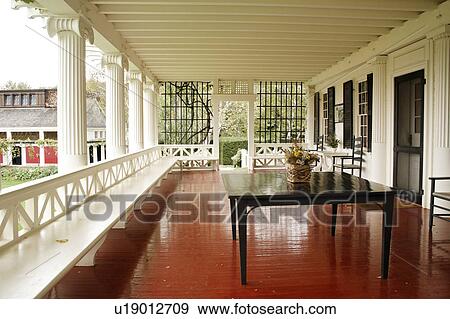 Stock Photo - historic, augustus, national, house, saintgaudens, porch. Fotosearch
