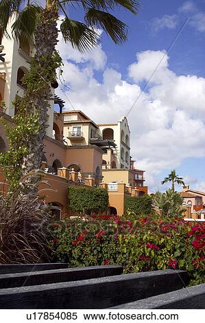 Stock Photography - hotel, baja, cabos, gardens, colonial. Fotosearch