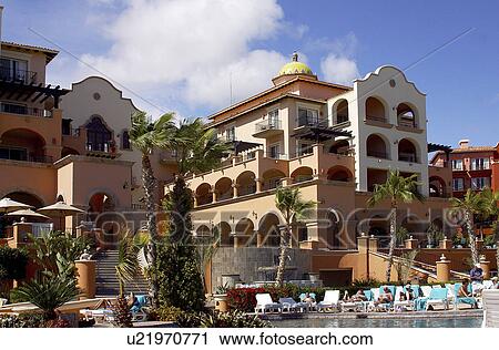 Stock Image - hotel, baja, cabos, pools, colonial. Fotosearch