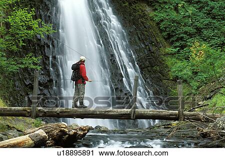 Stock Image - jacket, released, rainier, falls, hiking, model. Fotosearch
