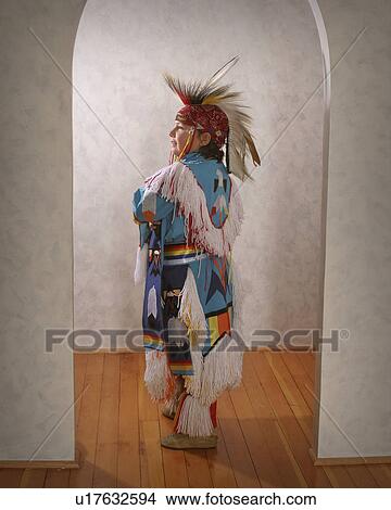 Picture - jaw, boy, moose, costumes, powwow, natural. Fotosearch