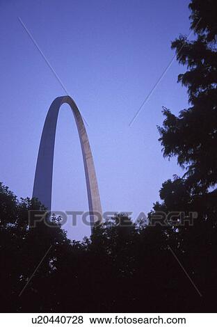 Stock Photo - jefferson, arch, dusk, trees, framed, gateway. Fotosearch