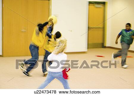 Stock Photo - kids, playing, 12, ages, blurred. Fotosearch