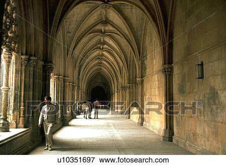 Stock Photo - lisbon, arched, monastery, bathala, hallway, gothic. Fotosearch