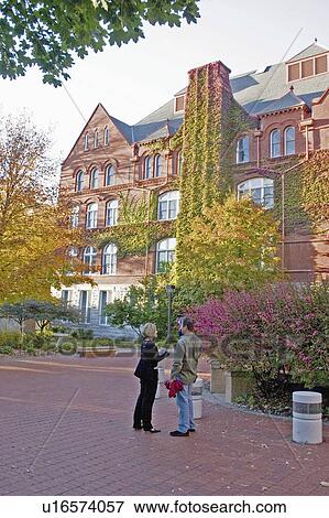 Stock Photo - main, college, old, talking, students, macalester. Fotosearch