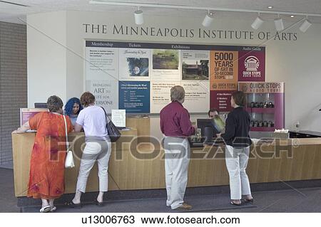 Stock Image - minnesota, desk, arts, institute, minneapolis, entrance. Fotosearch