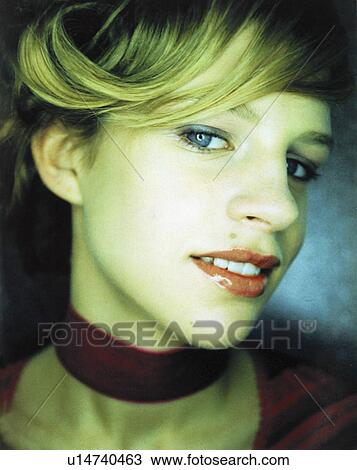 Stock Image - model, head, beautiful, young, shot, stylish. Fotosearch
