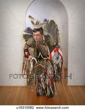 Stock Image - moose, teenage, costumes, powwow, boy, natural. Fotosearch