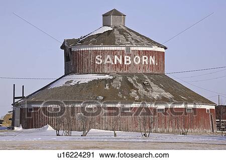 Stock Image - old, barn, canada, saskatchewan, scenic, circular. Fotosearch