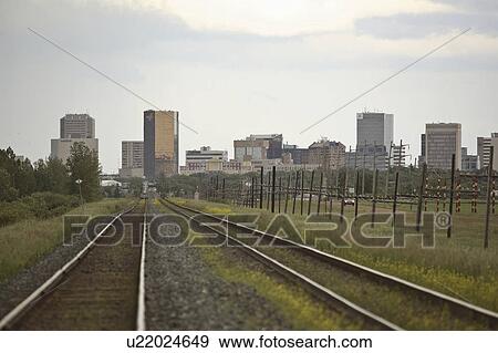 Stock Photo - out, railway, west, heading, tracks, cpr. Fotosearch