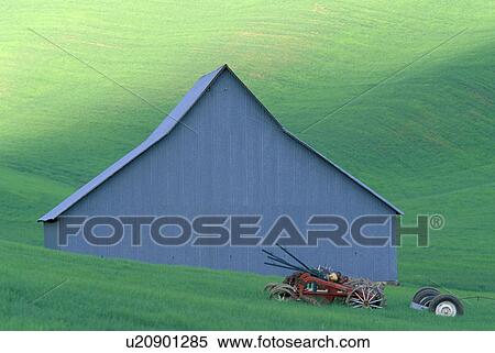 Stock Photography - palouse, farming, field, wheat, equipment, barn. Fotosearch