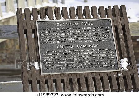 park, cameron, national, waterton, falls, sign View Large Photo Image Stock Photo - park, cameron, national, waterton, falls, sign. Fotosearch