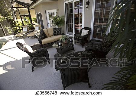 Stock Photo - patio, florida, scenic, swimming, closedin. Fotosearch