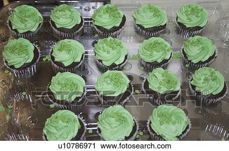 Stock Image - patricks, frosted, saint, st, cupcakes, green. Fotosearch