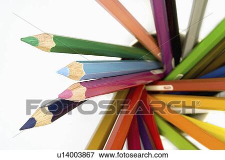 Stock Photo - pattern, colored, symmetric, forming, pencils, brightly. Fotosearch