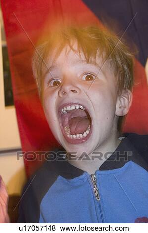 Stock Photo - paul, year, screaming, boy, old, six. Fotosearch