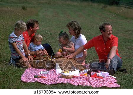 Picture - picnic, female, woman, male, family. Fotosearch