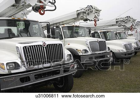 Stock Image - port, transport, shipyard, parked, trucks, cargo. Fotosearch