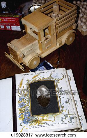 Stock Photo - portrait, wooden, album, old, juxtaposition. Fotosearch