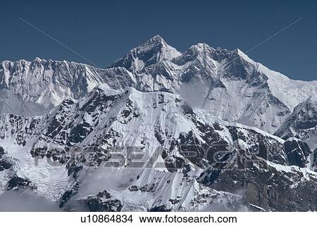 Picture - probably, snow, nepal, himalayas, covered, view. Fotosearch