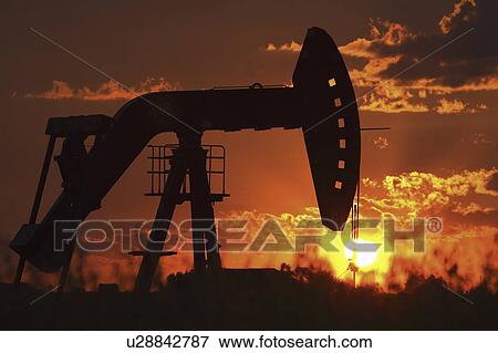 Stock Photo - pump, setting, oil, mission, behind, sun. Fotosearch