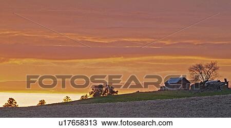Stock Image - reflect, sunset, cloud, silouette, sunrise, sun. Fotosearch