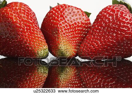 Stock Image - reflected, fruit, strawberry, glass, strawberries. Fotosearch