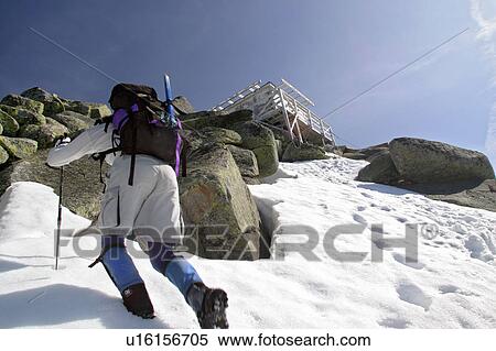 Stock Photography - released, snow, climbing, male, model. Fotosearch