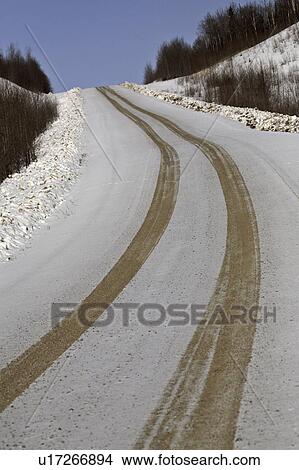 Picture - road, snow, winter, logging. Fotosearch